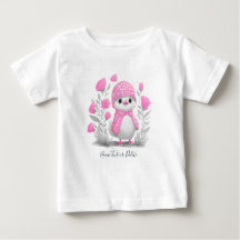 Akvarell Anka Rosa Blommig Baby T-Shirt