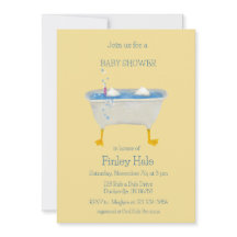 Akvarell Anka snorklar i badkar baby shower