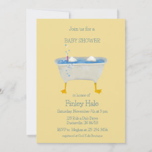 Akvarell Anka snorklar i badkar baby shower Inbjudningar