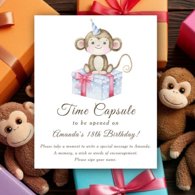 Akvarell Apa bursdag Tidskapsel 1-årsdag Poster (Skapare uppladdad)