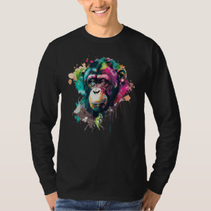 Akvarell Apa Schimpans Färgrik Vilda Djur T Shirt