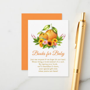 Akvarell Apelsin Blommiga Böcker För Baby Shower Tilläggskort
