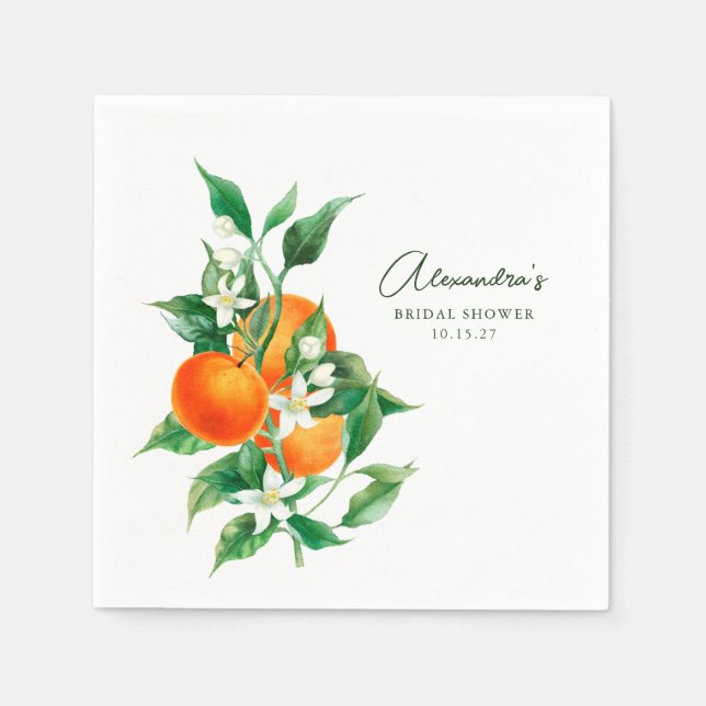Akvarell Apelsinblomma Sommar Bröllopsfest Pappersservett (Framsidan)