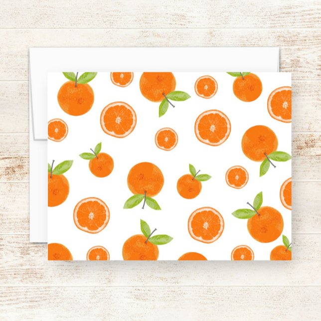 Akvarell Apelsiner Citrusfrukt Anteckningskort (Skapare uppladdad)