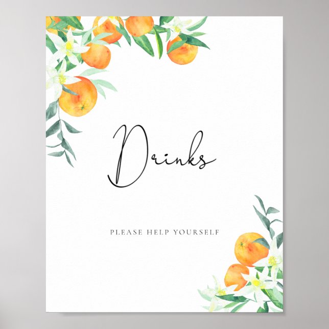 Akvarell apelsiner Drycker varsågod Poster (Framsidan)