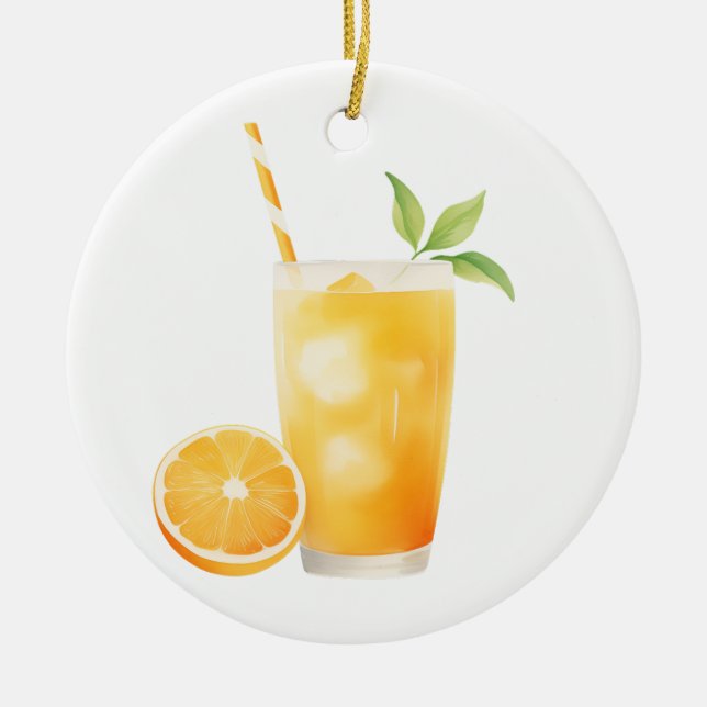 Akvarell apelsinjuice julgransprydnad keramik (Framsidan)