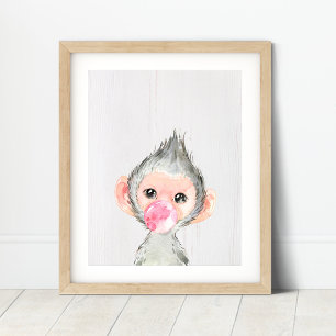 Akvarell Apor Safari Bubbla Nursery Konsttryck Poster