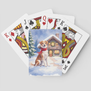 Akvarell Appenzeller Sennenhund Alpin stuga Casinokort