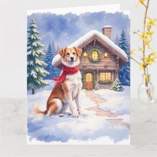 Akvarell Appenzeller Sennenhund Alpin stuga Kort