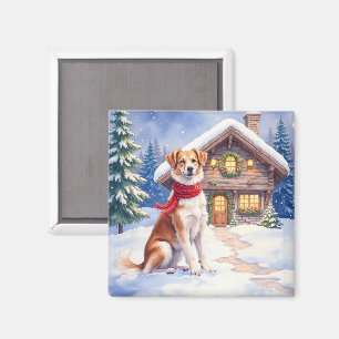 Akvarell Appenzeller Sennenhund Alpin stuga Magnet