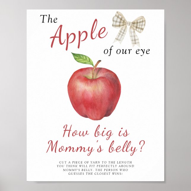 Akvarell äpple - hur stor är mammans mage lek  poster (Framsidan)