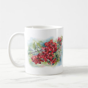 Akvarell äpple kvittens blomma blommor träd bröllo kaffemugg