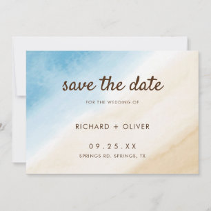 Akvarell Aqua Blå På Havet Bröllop Spara Datumet