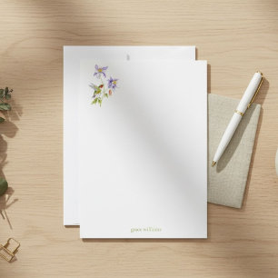 Akvarell Aquilegia med Hummingbird Personlig Brevpapper