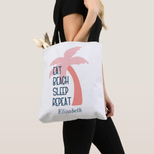 Akvarell Ät Strand Sov Upprepa Palmträd Totebag Tygkasse