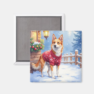 Akvarell Australian Cattle Dog Rustik Krans Magnet