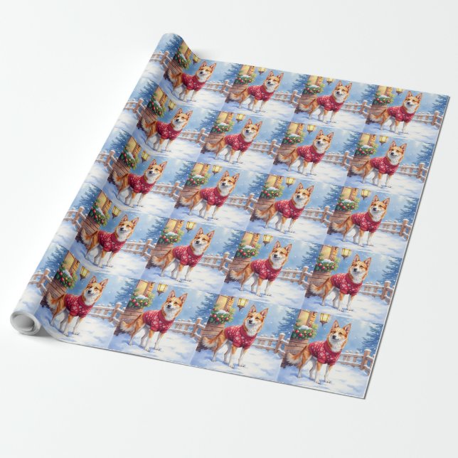 Akvarell Australian Cattle Dog Rustik Krans Presentpapper (Utrullad)