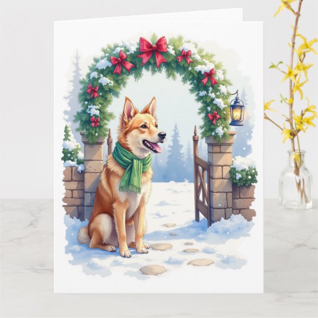Akvarell Australian Kelpie Landsgate Kort (Gul blomma)