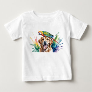 Akvarell av Ara och en Golden retriever T Shirt
