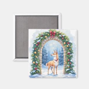 Akvarell Azawakh Snöig Stenarcke Jul Magnet