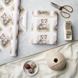 Akvarell Baby Possum Babykalas Presentpapper