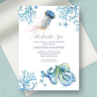 Akvarell Baby Shower Inbjudan Under Havet