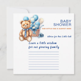 Akvarell baby shower pojkspel rådkort kort