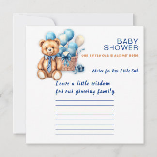 Akvarell baby shower pojkspel rådkort kort