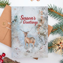 Akvarell Babyren Skog Jul Snöig
