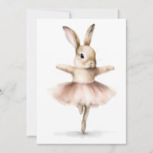 Akvarell Ballerina Kanin Dansar Tan Rosa