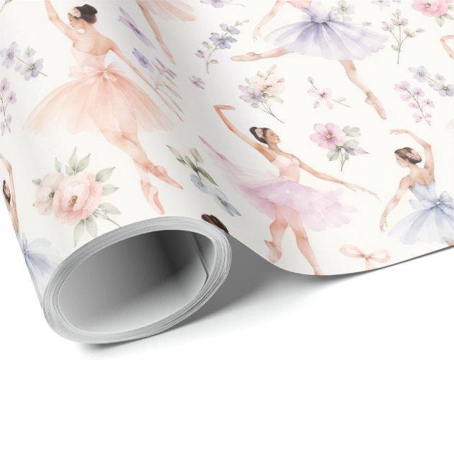 Akvarell Ballerina Present  Presentpapper (Rullad Hörn)