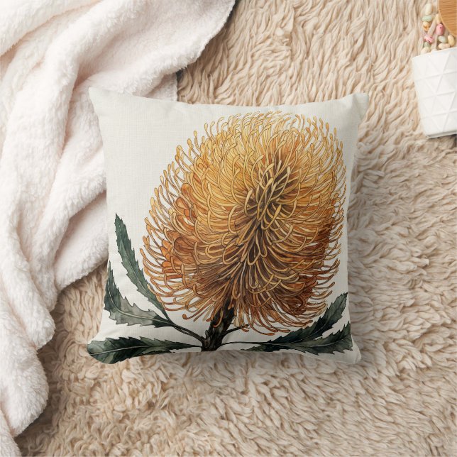 Akvarell Banksia Blomma Botanisk Konst  Kudde (Filt)