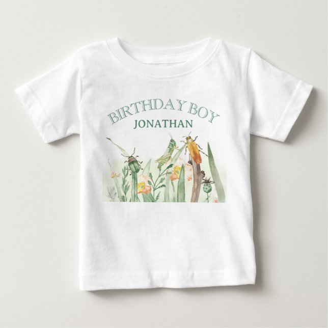 Akvarell Barn Bug Insekt Födelsedag T Shirt (Framsida)
