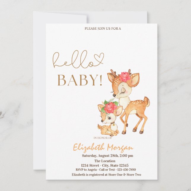 Akvarell Barnvakt Ränder Baby Shower  Inbjudningar (Framsida)