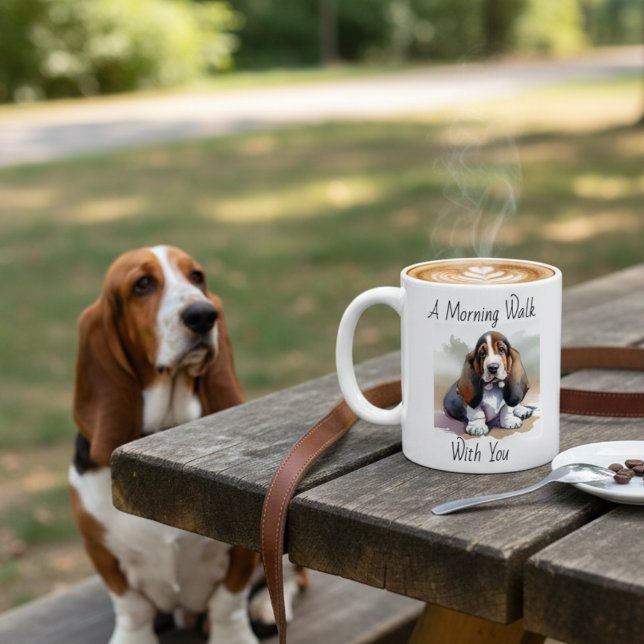 Akvarell Basset Hound Personliggör Kaffemugg (Skapare uppladdad)