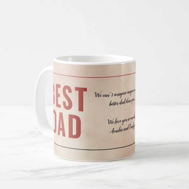 Akvarell Bästa Pappa Meddelande Fars Dag Foto   Kaffemugg (Framsida vänster)