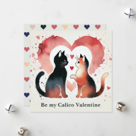 Akvarell "Be My Calico Valentine" Julkort