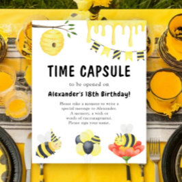 Akvarell Bee-Day Tids kapsel 1-års födelsedag Poster