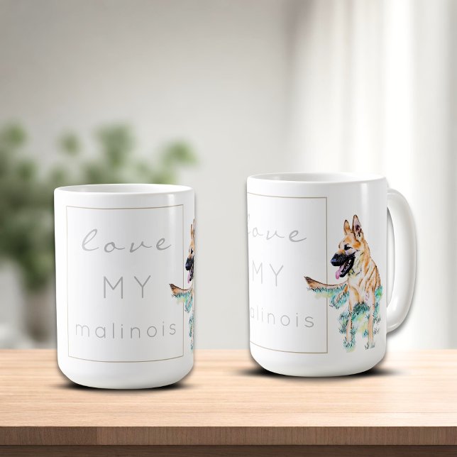 Akvarell Belgisk Malinois Vallhund Kaffemugg (Skapare uppladdad)