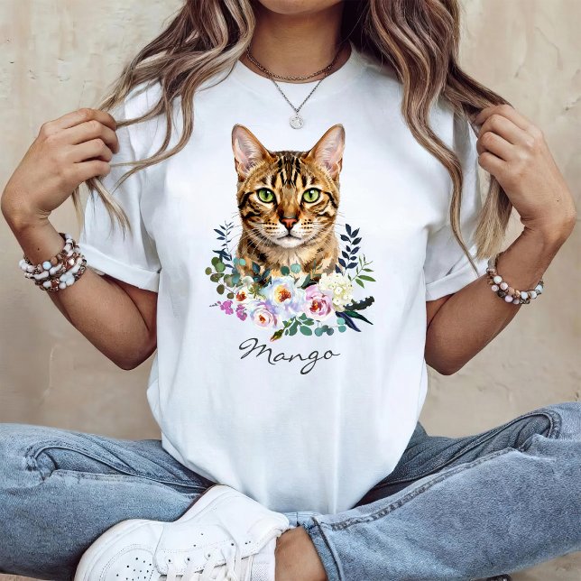 Akvarell Bengalisk katt T Shirt (Skapare uppladdad)