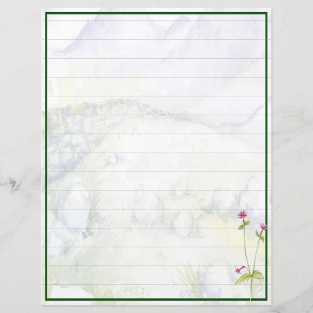 Akvarell berg och blommor (Framsida)