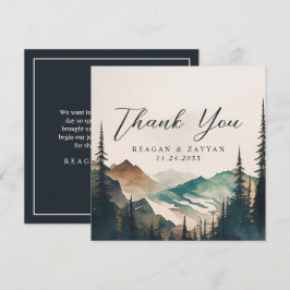 Akvarell Berg Tallskog Bröllop Tack Kort