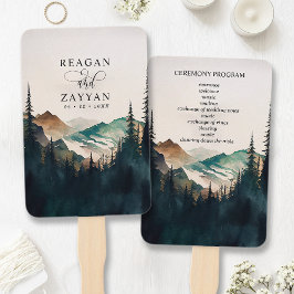 Akvarell Berg Tallskog Bröllopsprogram