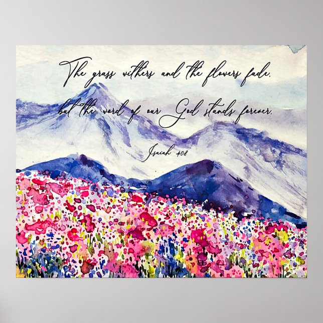 Akvarell Berg Tro Citat Affisch (Framsidan)