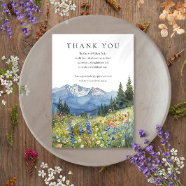 Akvarell Berg Vildblomma Begravning Tack Kort