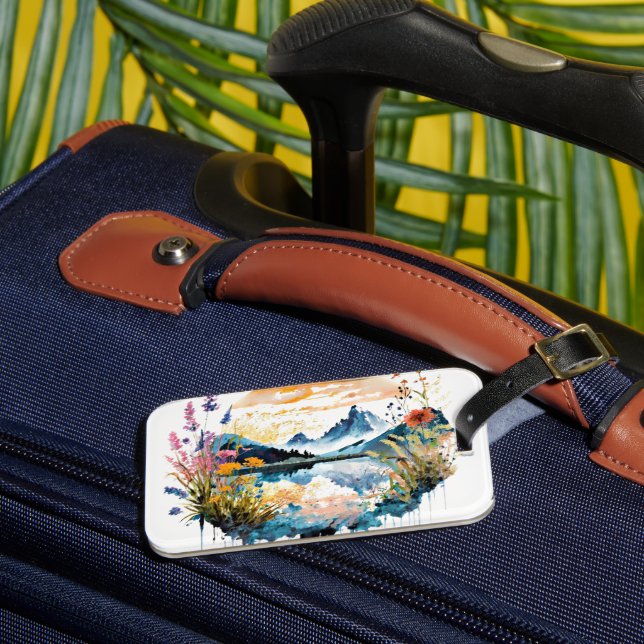 Akvarell bergslandskap bagagebricka (Framsida Insitu 3)