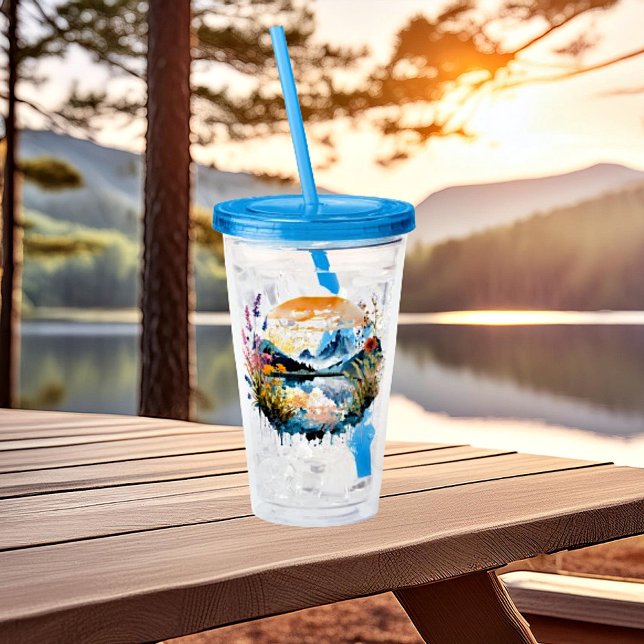 Akvarell bergsscen take away mugg (Skapare uppladdad)