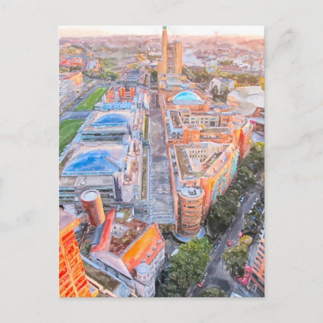 Akvarell Berlin. Akaraderna på Potsdamer Platz Vykort (Framsida)