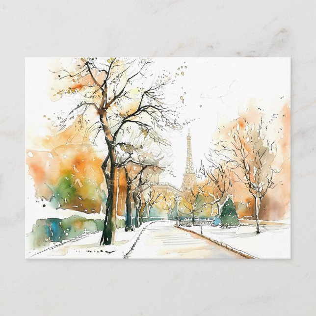 Akvarell Berlin Funkturm Höst Vykort (Framsida)