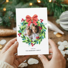 Akvarell Berry och Holly Krans